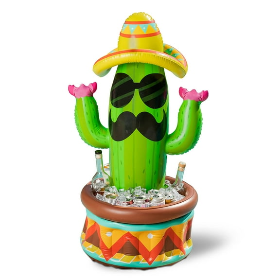 JOYIN 36" Inflatable Cactus Cooler with Sombrero Hat for Fiesta Pool Party Decoration