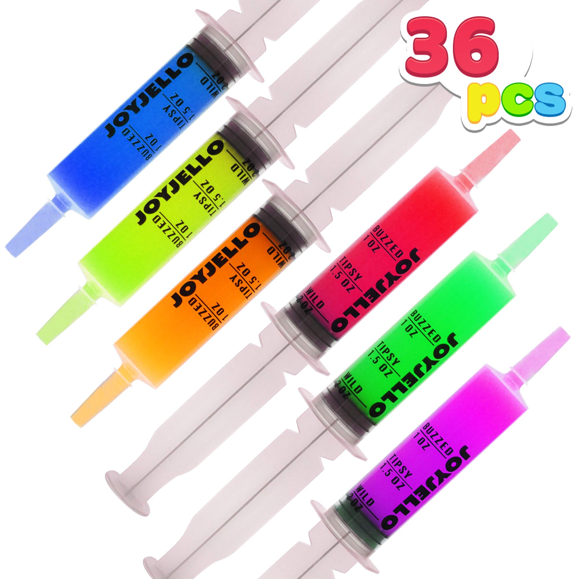 JOYIN 36 PCs 60ml Jelly Plastic Syringes, 2 oz Reusable Container Tubes with Caps & Individually