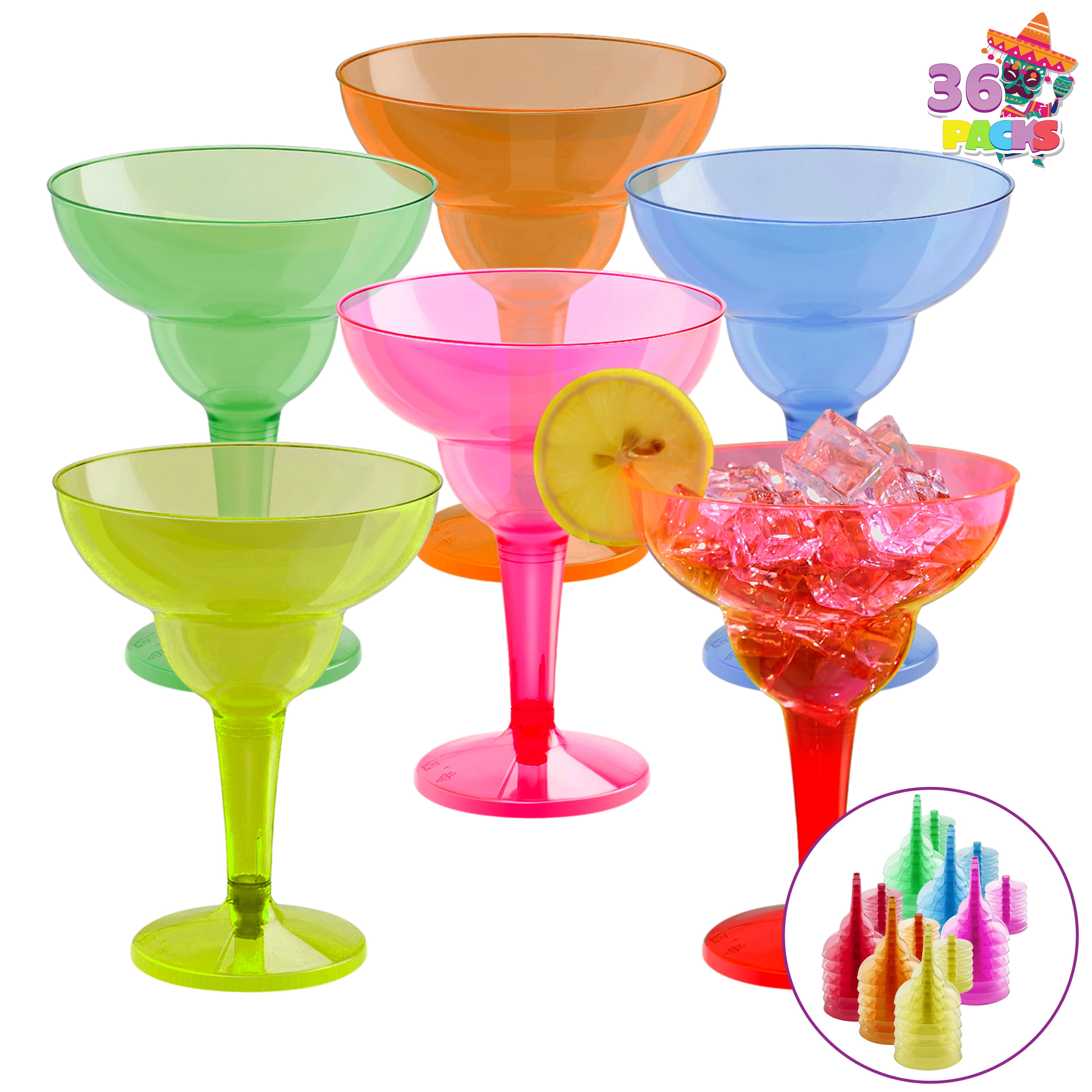 JOYIN 36 Pcs Margarita Glasses,12 oz Plastic Disposable Margarita