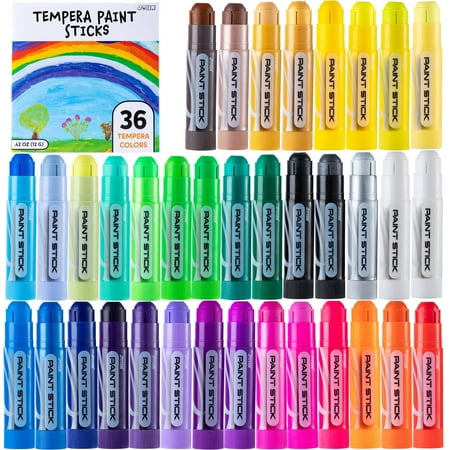 JOYIN 36 Colors Assorted Washable Tempera Paint Sticks, Quick Drying and No Mess Paint Sticks for Arts and Crafts Project, Art Easter Gifts for your Kids and Artists