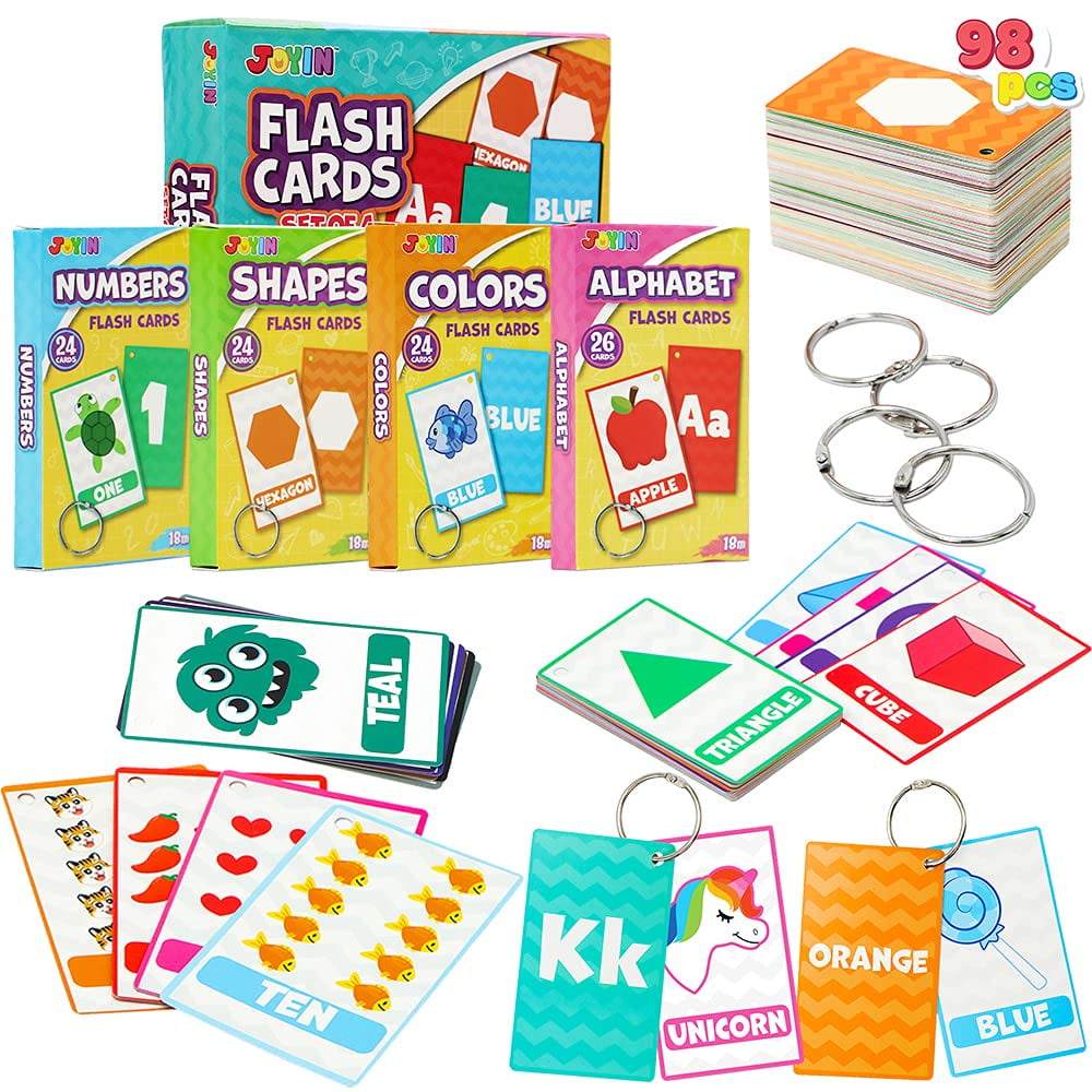 JOYIN 4 Pack Kindergarten Flash Cards with Rings Set, Numbers