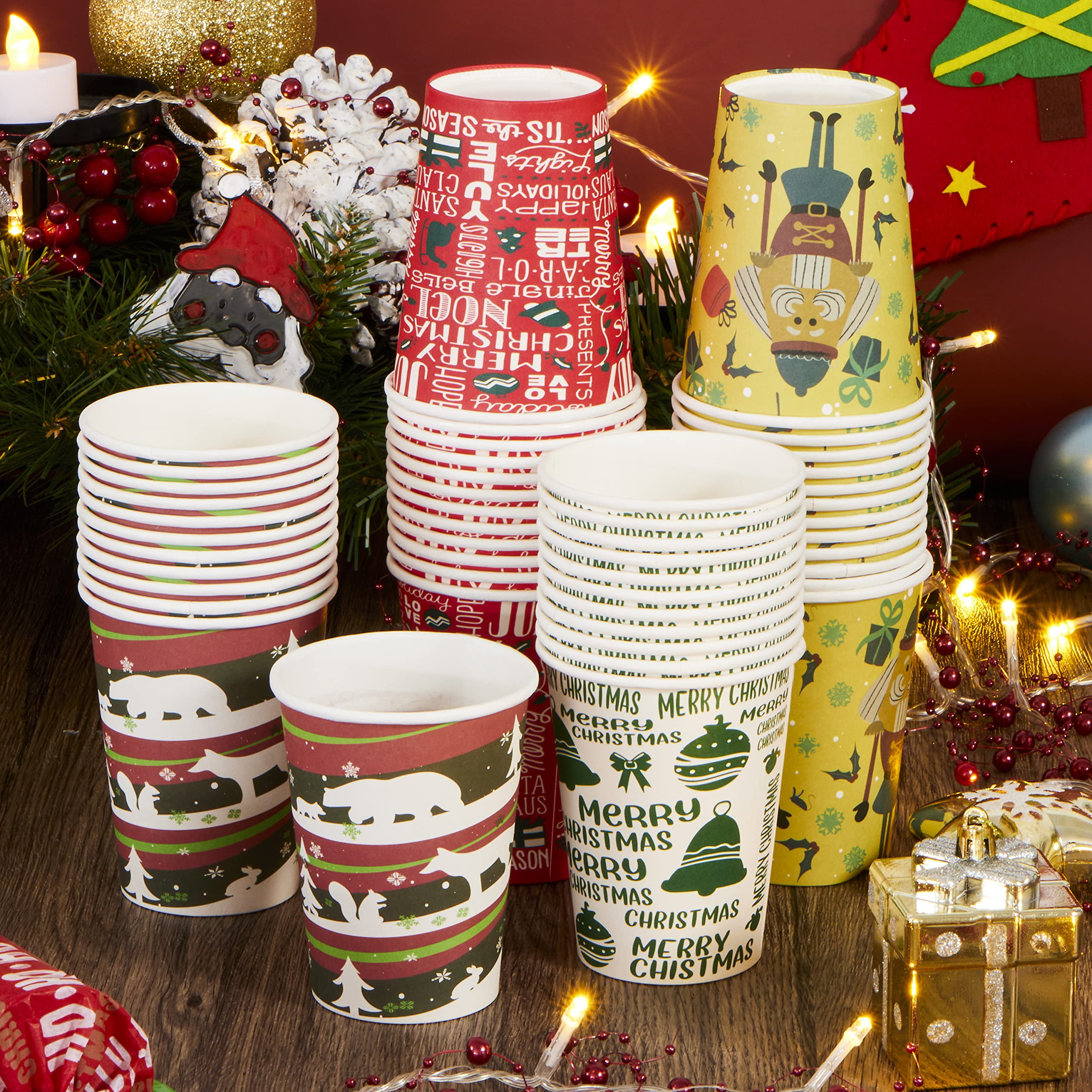 Noel Disposable Coffee Cups Set of 8 16oz Coffee Cups Christmas Coffee Cups  Christmas Tableware Holiday Party Joyeux Noel 