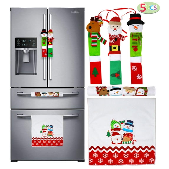 JOYIN 5 Pcs Christmas Kitchen Handle Covers for Kitchen Refrigerator Microwave Oven Dishwasher Decoration Xmas Indoor Decor Party Favor Supplies