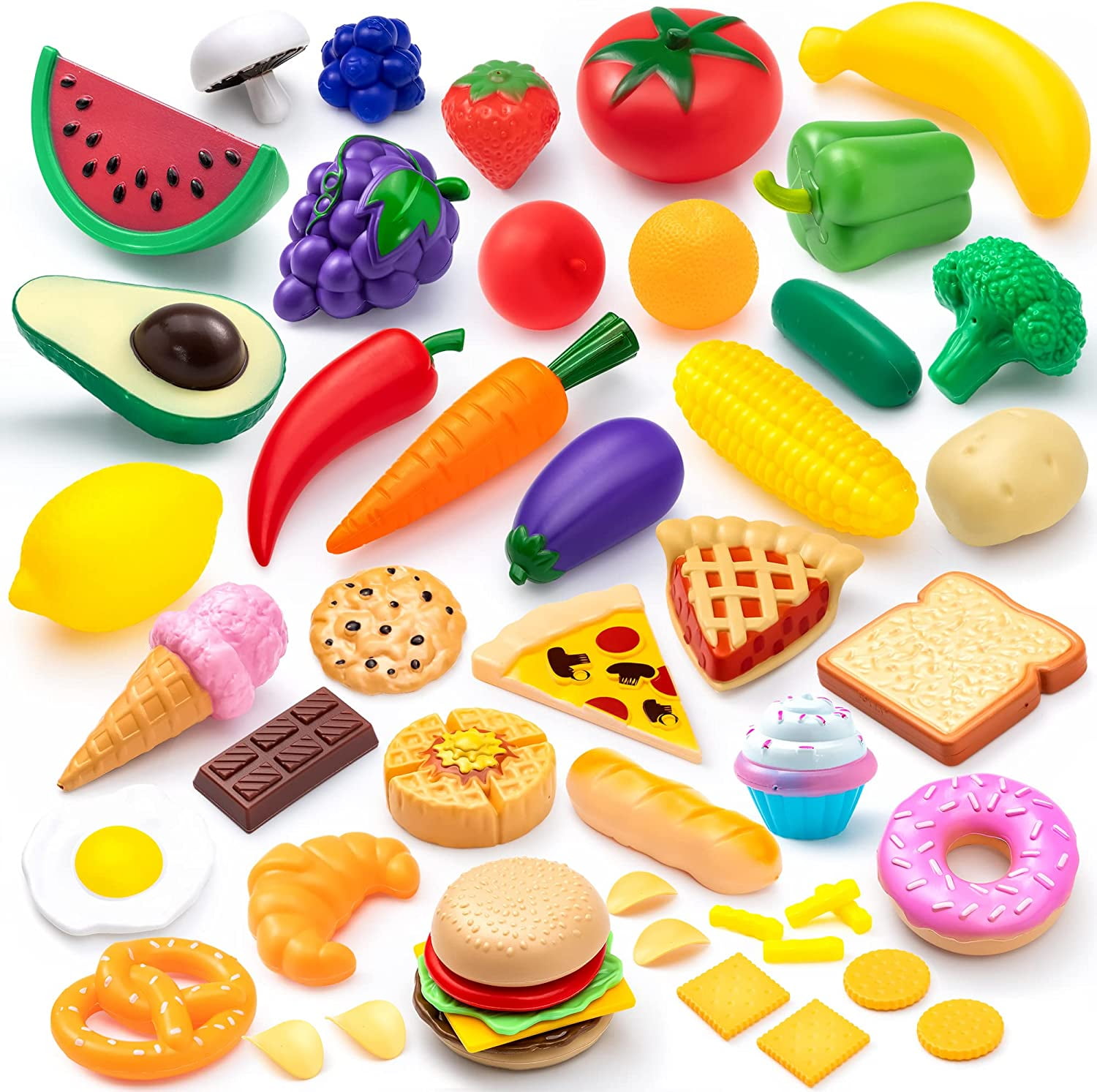 JOYIN Kids Plastic Play Food Toys Set 50 PCS Pretend Kitchen Playset joyin-kids-plastic-play-food-toys-set-50-pcs-pretend-kitchen-playset