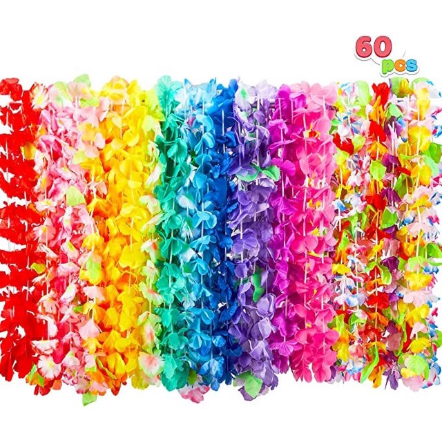JOYIN 60 Pcs Hawaiian Leis Bulk, Luau Party Favors Decoration Birthday