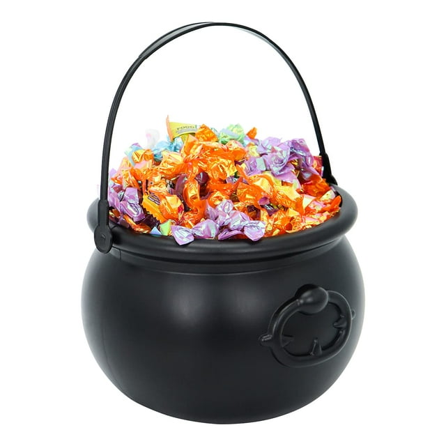 JOYIN 7.5'' Large Halloween Black Cauldron, Halloween Candy Cauldron, Candy Kettle, Pot and