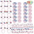 thumbnail image 1 of JOYIN 72 Pcs 4th of July Party Favors with 12 Glasses, 12 Headbands and 48 Tattoo Stickers, Patriotic Headband for Women Girls 4th of July Celebration, Independence Day, Memorial Day, 1 of 8