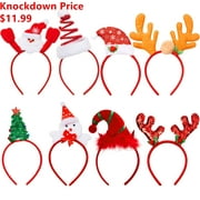 JOYIN 8 Pcs Christmas Headbands, Headbands Xmas Accessories for Women Kids Holiday Party Favors Photo Booth (ONE SIZE FIT ALL)
