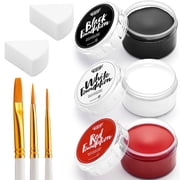 Joyfy 8 Pcs Halloween Makeup Kit,Halloween Face Body Painting Kit Oil Based Foundation Set with 3 Painting Brushes 2 Spo