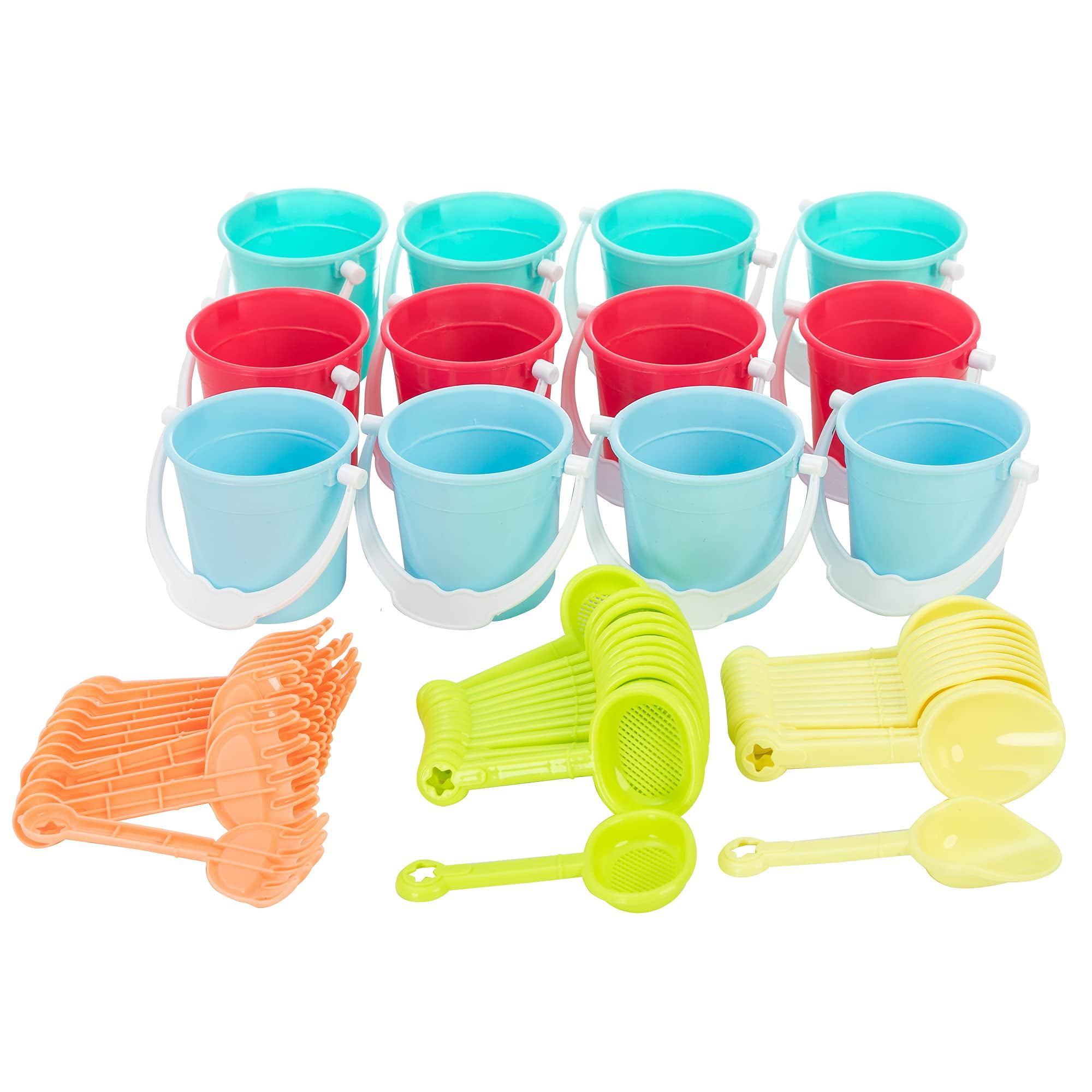 JOYIN Beach Sand Bucket and Shovel Set (12 Sets) for Kids Party Favor