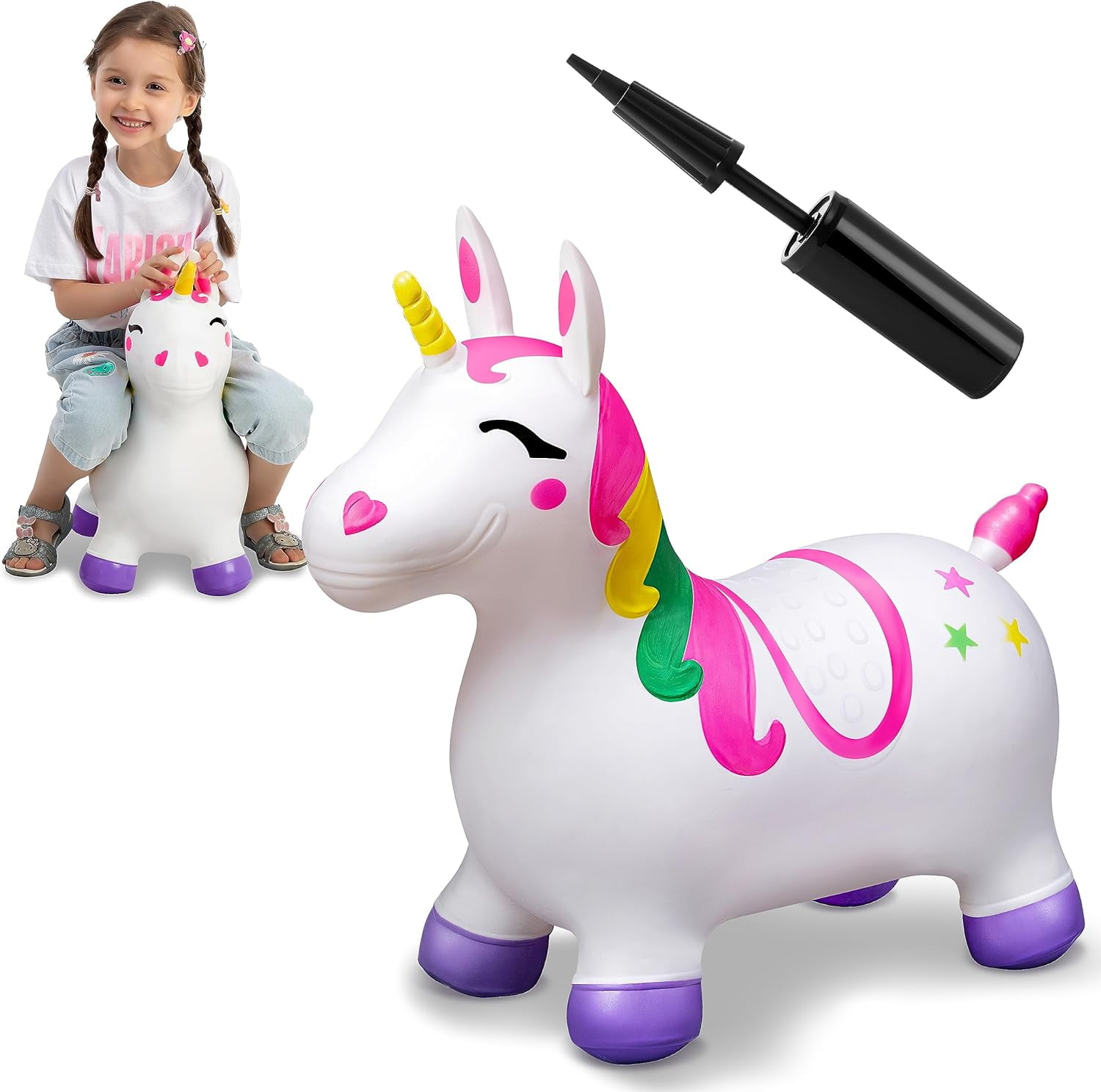 Bounce House For Kids AppleRound Unicorn Bouncer With Hand Pump