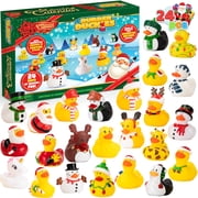 JOYIN Christmas 24 Days Advent Calendar 2023 with 24 Rubber Ducks for Boys, Girls, Kids, Toddlers, and Xmas Party Favor Baby Shower Toys Santa Fun Ducks