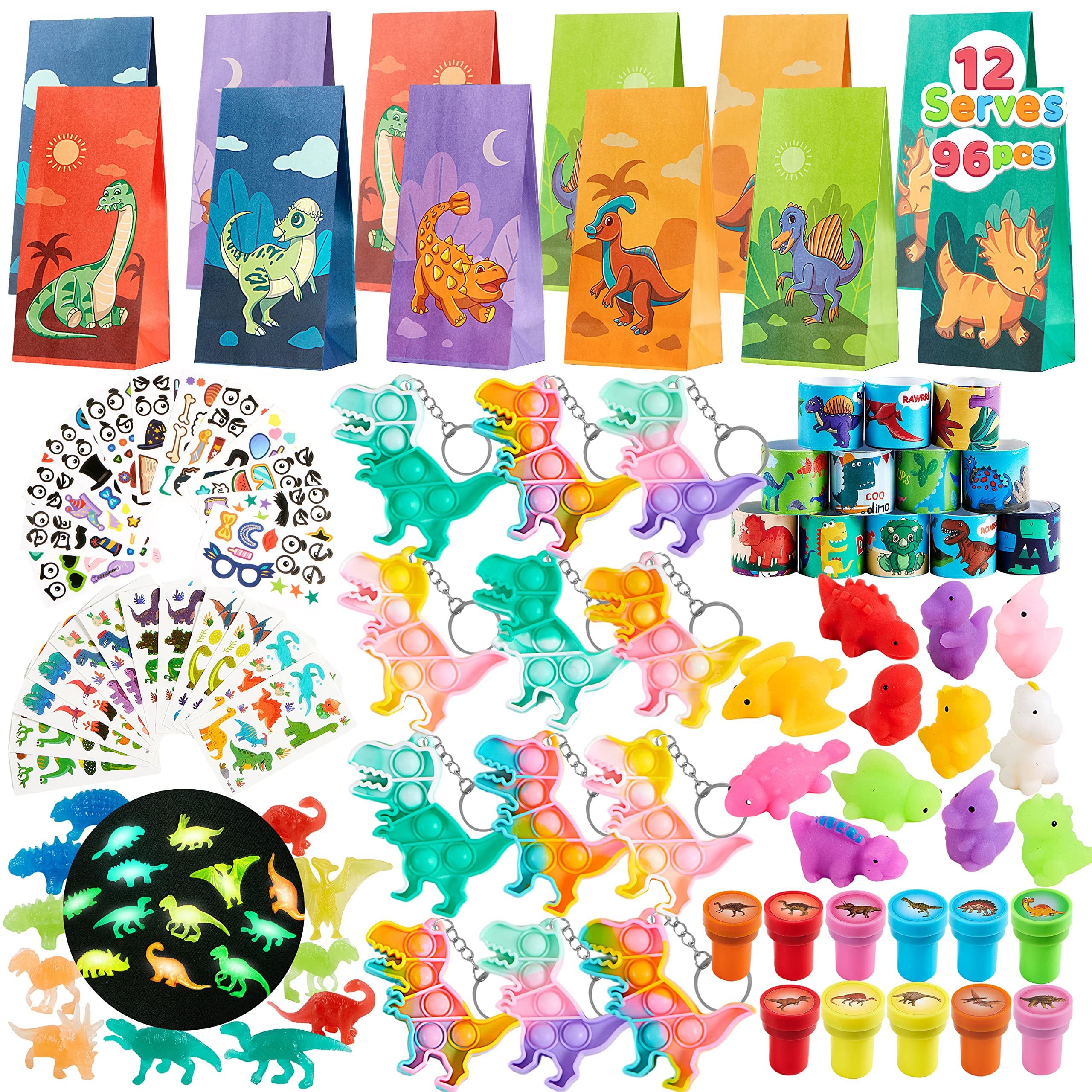 JOYIN Dinosaur Party Favors for 12 Kids, 12 Serves Dinosaur Goodie Bags