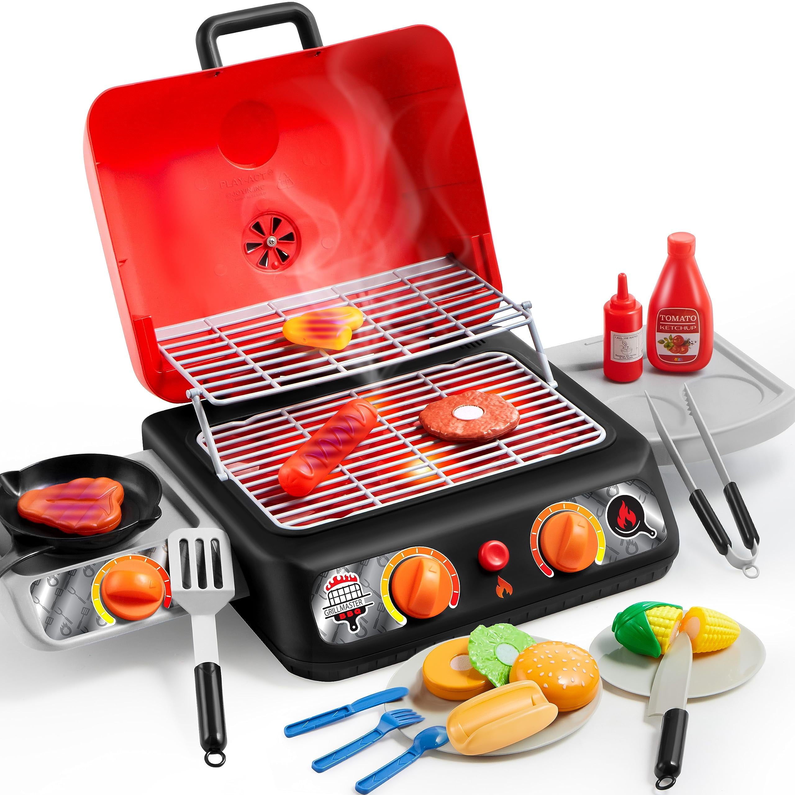 Play-act Extra Large 2-Layer BBQ Grill Playset Kitchen Toy Set