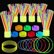JOYIN Glow Sticks, 100 Pcs Long Glow Necklaces 22 Inches, 200 Pcs 8 Inches Glow Necklaces Bulk with 300 Pcs Connectors, Glow in The Dark Party Supplies, Neon Light Up, Halloween Party Supplie
