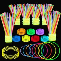 JOYIN Glow Sticks, 100 Pcs Long Glow Necklaces 22 Inches, 200 Pcs 8 Inches Glow Necklaces Bulk with 300 Pcs Connectors, Glow in The Dark Party Supplies, Neon Light Up, Halloween Party Supplie