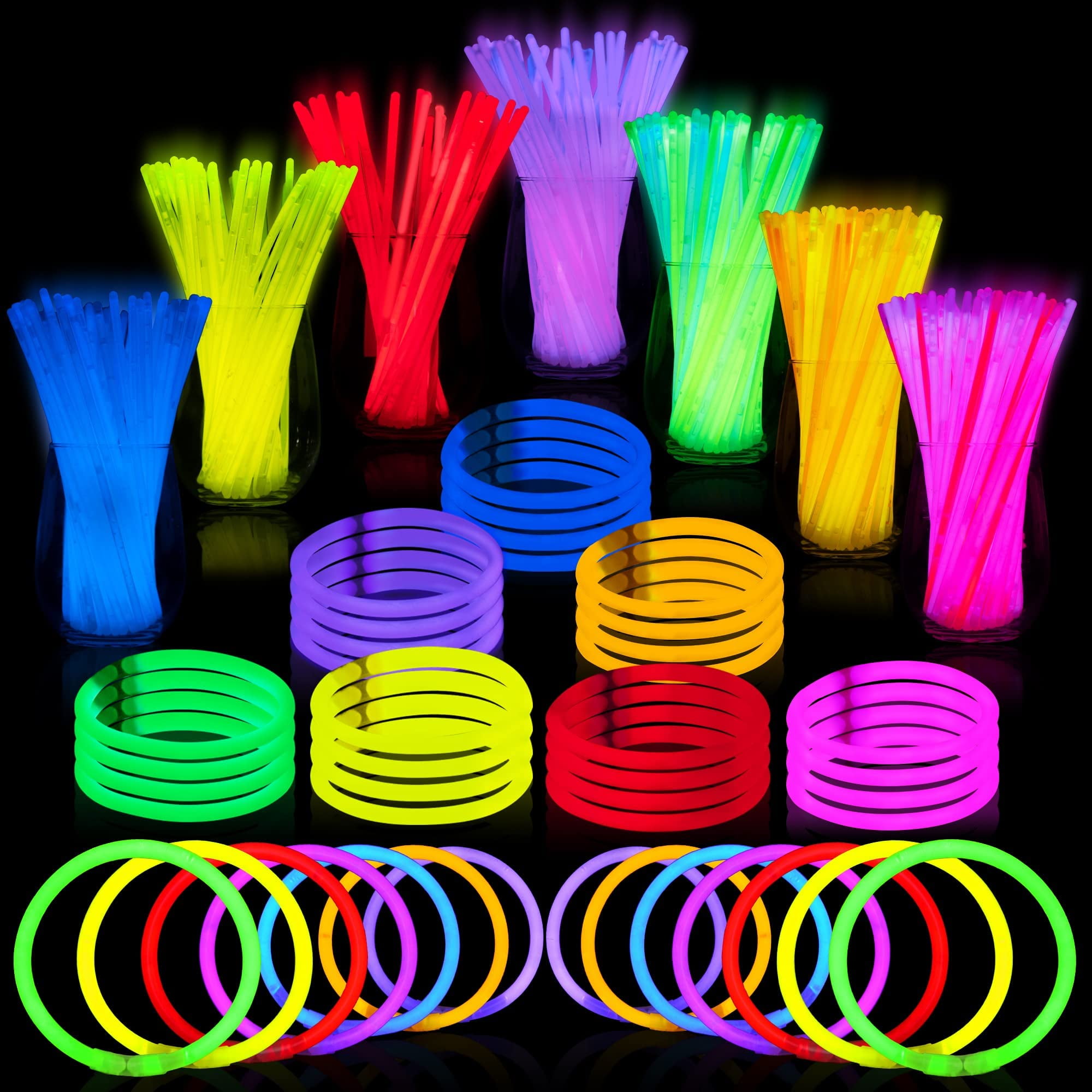 100pcs Glow Dark Decorations Sticks Portable Disposable Glow Sticks  Bracelets Safe Non-Toxic Sturdy for Festival Accessories