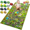 JOYIN Kids Toy Mat with 12 PullBack Vehicles, Durable Carpet Playmat