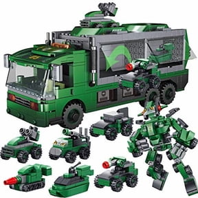 JOYIN STEM Building Toys for Kids, 6-in-1 Army Car Carrier Truck Toys Building Block Set, Engineering Building Bricks Robot Truck Vehicles Set