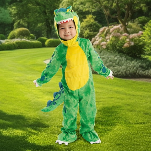 SYNCFUN T-Rex Costume for Baby, Dinosaur Costumes Jumpsuit w/Egg Toys for Toddler and Kids Halloween Party Dress-up 2 5 7 Years