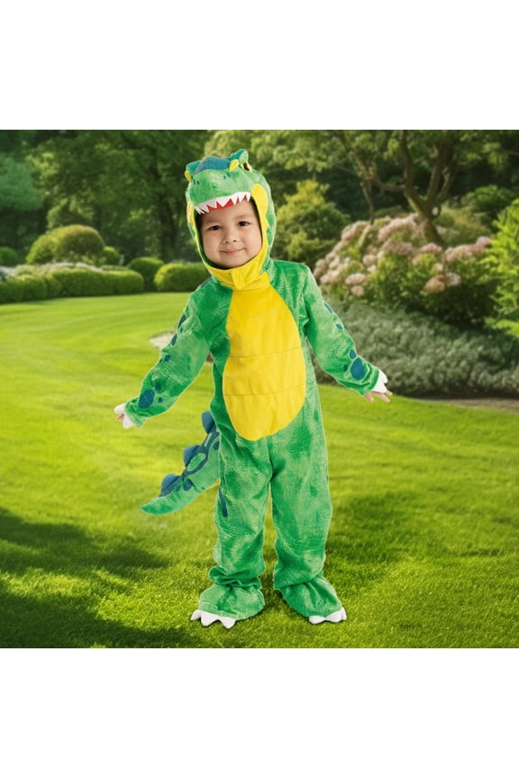 T-Rex Costume for Baby, Dinosaur Costumes Jumpsuit w/Egg Toys for Toddler and Kids Halloween Party Dress-up 2 5 7 Years