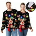 thumbnail image 1 of Joyfy LED Light Up Ugly Christmas Sweaters Women Men Couples, Ugly Christmas Sweater with Light Bulbs, Reindeer Holiday Sweater, Crewneck Long Sleeve Knitted Pullovers 2025 (Black）, 1 of 8