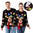 thumbnail image 1 of Joyfy LED Light Up Ugly Christmas Sweaters Women Men Couples, Ugly Christmas Sweater with Light Bulbs, Reindeer Holiday Sweater, Crewneck Long Sleeve Knitted Pullovers 2025 (Black）, 1 of 8