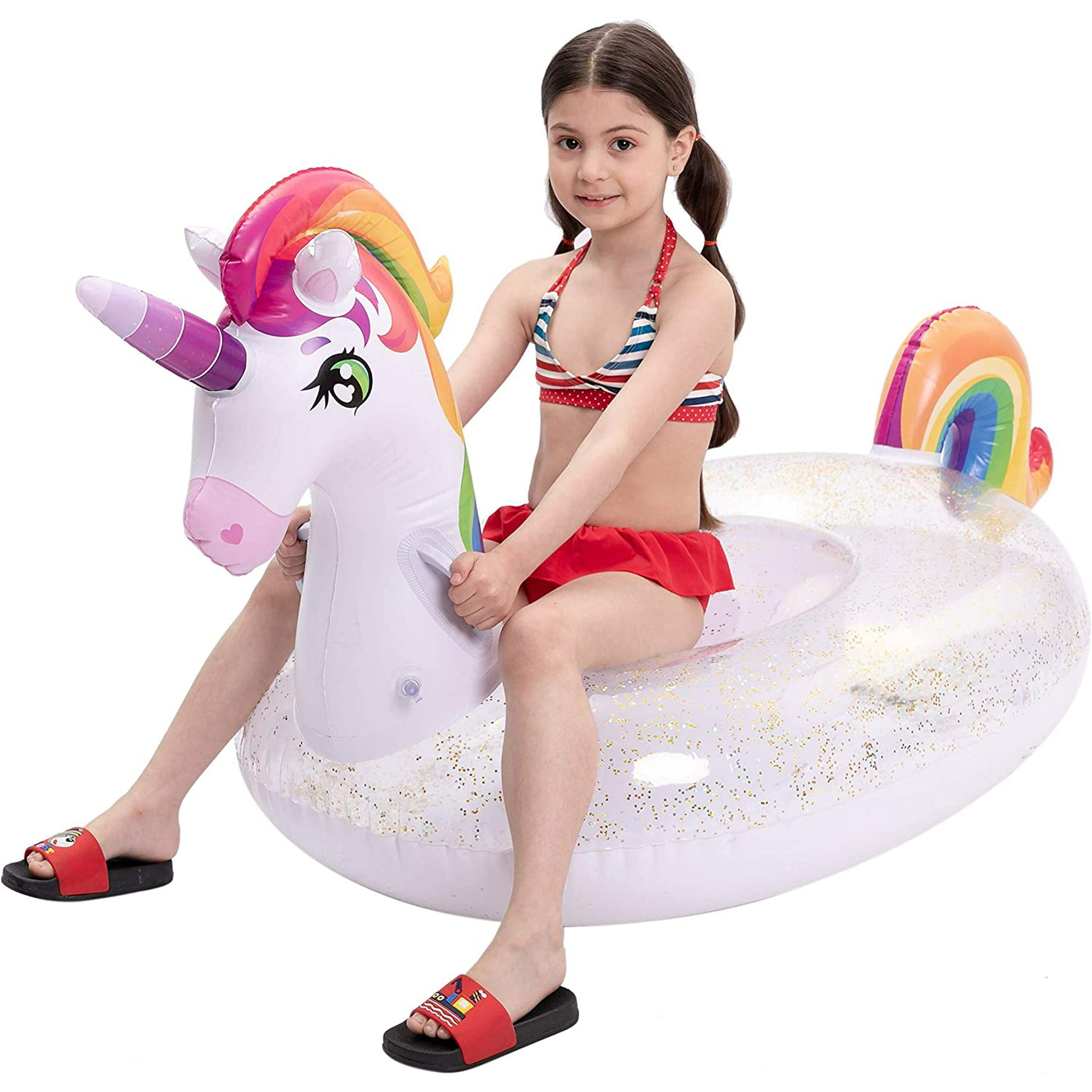 JOYIN unicorn Pool Float with Glitters, Fun Beach Floaties, Ride ...