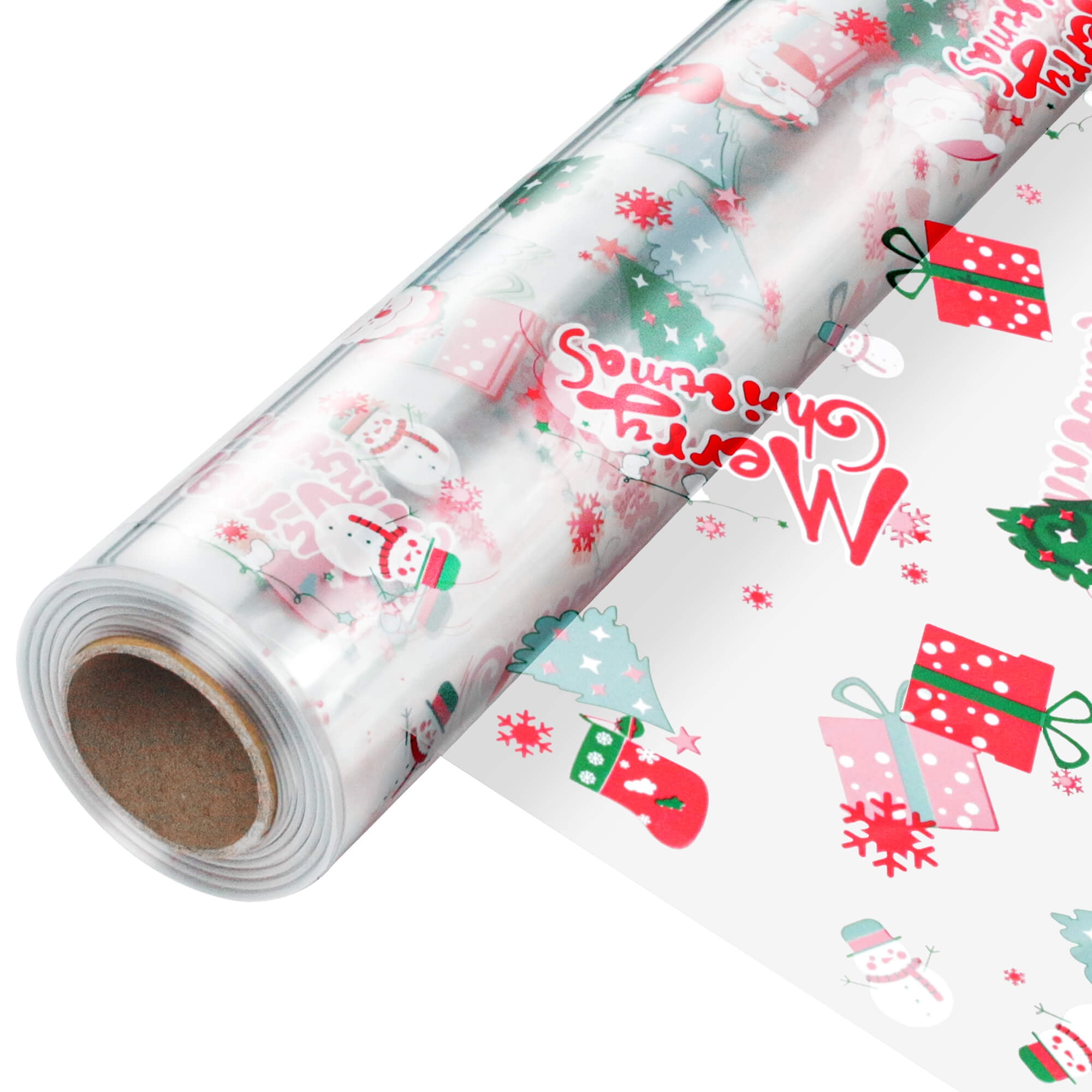 JOYIT 100 ft Christmas Cellophane Wrap Roll (35 in x 100 ft) 3 Mil