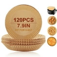 thumbnail image 1 of TickJOY 120 Pcs Air Fryer Liners, 7.9 in Round Non-Stick Air Fryer Disposable Paper Liner, Unbleached Oil-Proof Airfryer Liners, Air Fryer Parchment Paper Liners for Fryers Frying Pan Microwave Oven, 1 of 8