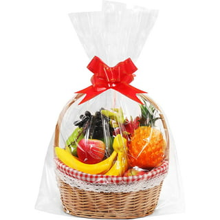 Holvyt Large Clear Basket Bags, 10 Pack 32x 46 Cellophane Wrap Plastic Packaging for Baskets and Gifts