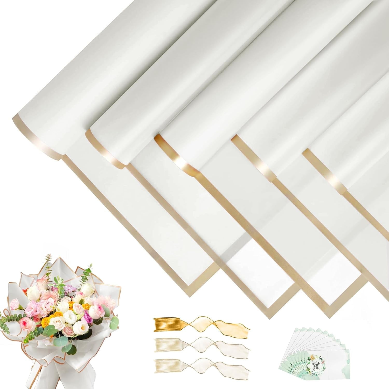 JOYIT 60 Sheets Pink Flower Wrapping Paper Bouquet - Flower