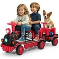 thumbnail image 1 of JOYLDIAS 12V 2 Seater Toy Ride on Train with Detachable Carriage, Music, Train Honk, Lights, High/Low Speed and Storage, Red, 1 of 8