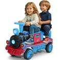 thumbnail image 1 of JOYLDIAS 12V 2 Seater Toy Ride on Train with Music, Train Honk, Lights, High/Low Speed and Storage, Blue, 1 of 8