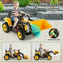 JOYLDIAS 12V Battery Kids Ride On Excavator Electric Digger 3 Speeds w/Remote Control, Bluetooth, Music, LED Lights (Yellow)