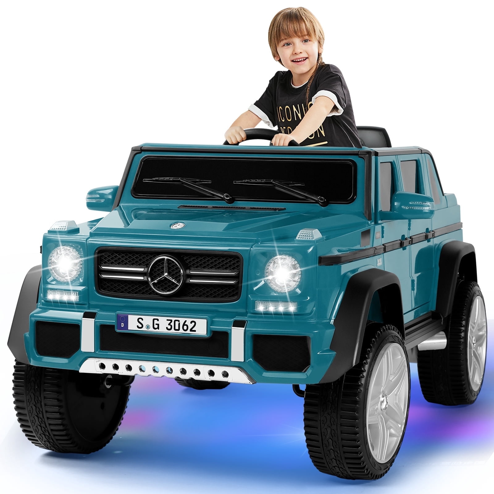 JOYLDIAS 12V Mercedes-Benz G650S Kids Ride on Car Electric Toy w/Remote, 3 Speeds, Lights, Bluetooth, Music, Blue