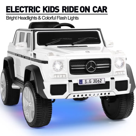 JOYLDIAS 12V Powered Electric Ride on Car Licensed Mercedes-Benz G650S for Kids with Remote Control, 2 Motors, 3 Speeds, Lock, Music, Horn, LED Light (white)
