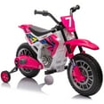 thumbnail image 1 of JOYLDIAS 12V Ride On Motorcycle Dirt Bikes for Kids with Training Wheels, Spring Suspension, Rose Pink, 1 of 8