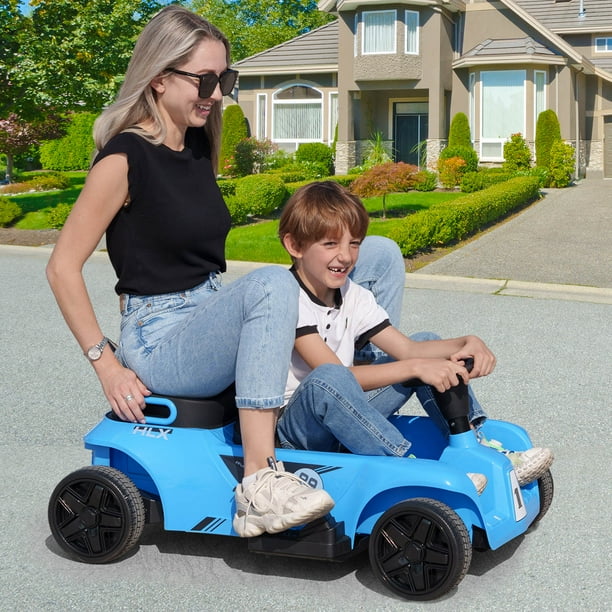 JOYLDIAS 2 Seater Kids Go Kart 24V Parent Child Ride On Car with Remote Control Music Horn Tool Box Blue