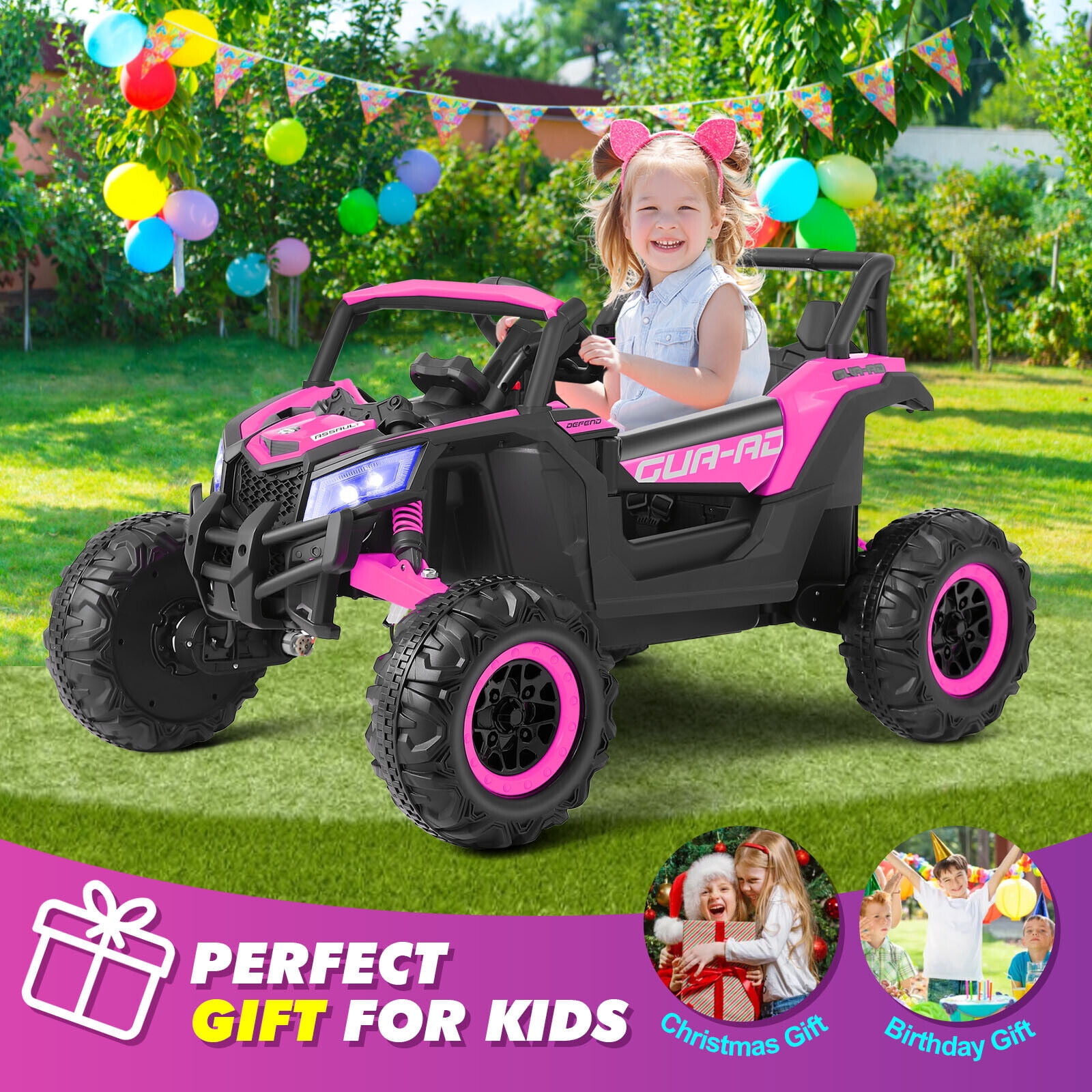 Children's Engine Ride Ons JOYLDIAS 4WD Ride on Car 12V Battery Powered Electric Off-Road UTV for ...