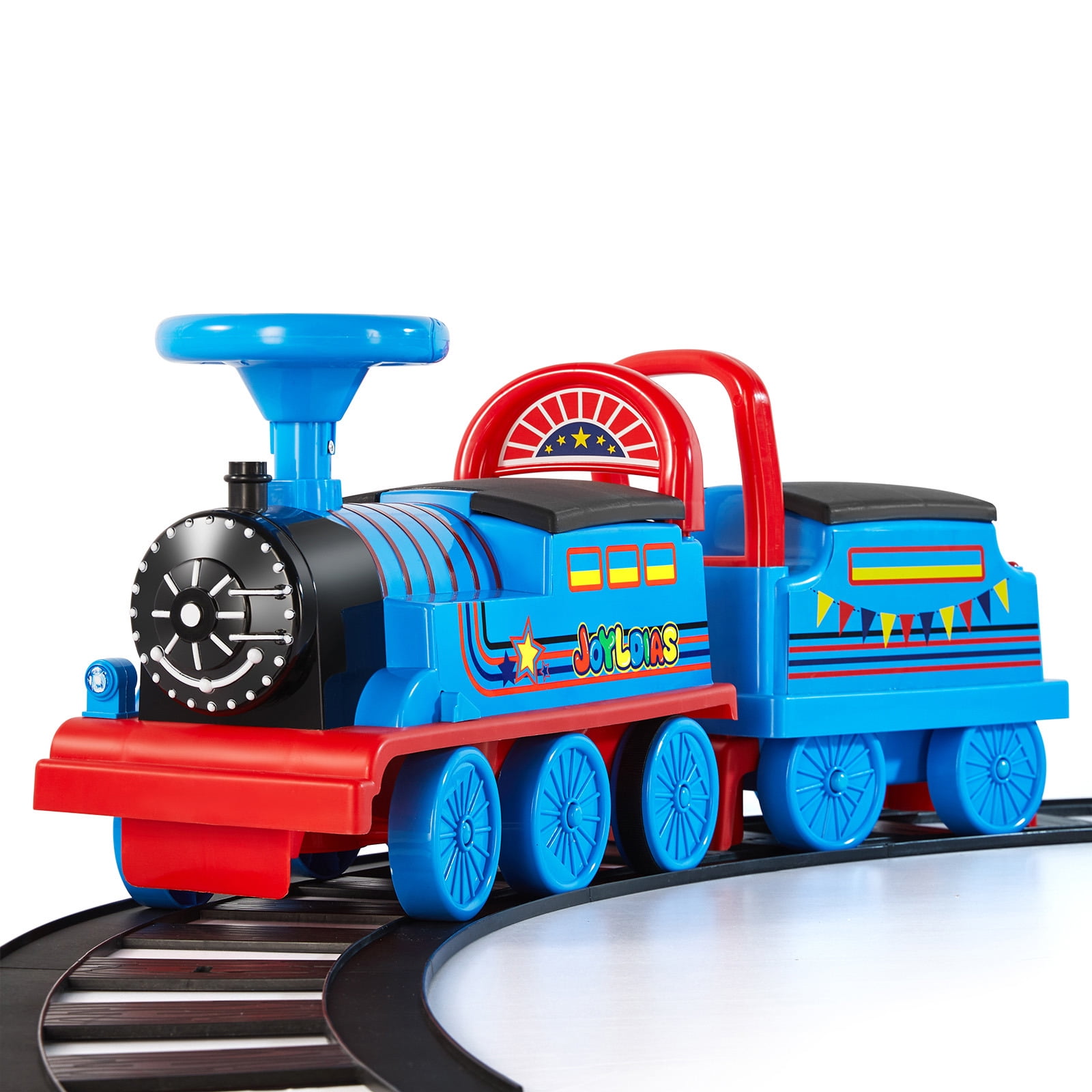 JOYLDIAS Blue 6V Kids Electric Ride on Train Toddlers Age 13 Boys
