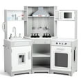 thumbnail image 1 of JOYLDIAS Kids Play Kitchen Corner Wooden Pretend Toddler Toys Playset Gift with Realistic Lights & Sounds, Microwave Oven, Water Dispenser, Phone, Sink, Cooking Accessories(Gray), 1 of 10