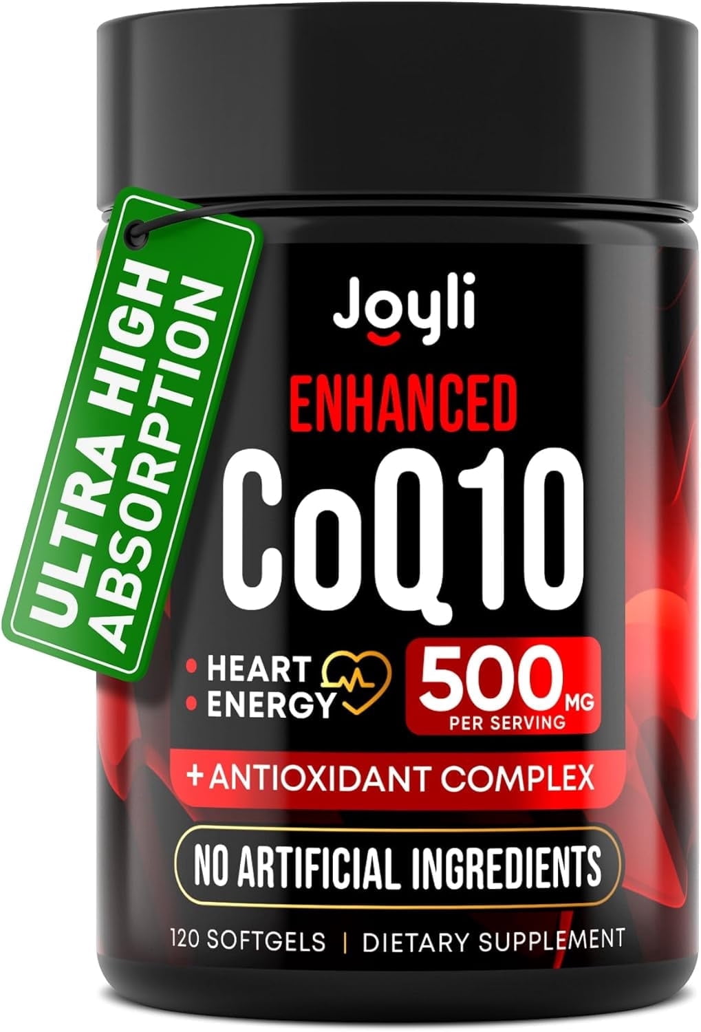 JOYLI High Absorption CoQ10 500mg Heart Health and Energy Supplement, 120 Softgels