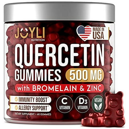 JOYLI Quercetin Gummies 500mg Quercetin Supplements with Bromelain and Zinc, 60 Count