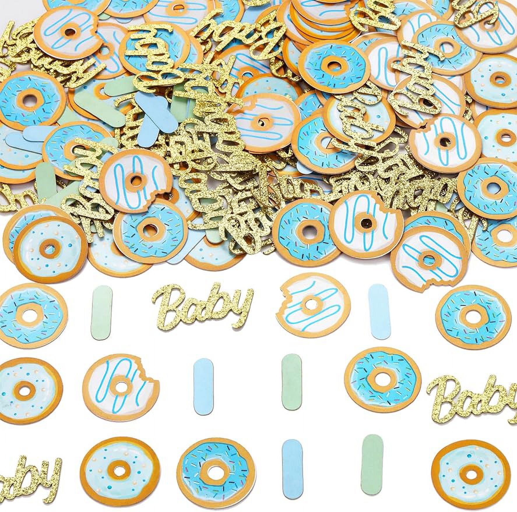 JOYMEMO 200 Pieces Donut Sprinkled With Love Confetti for Boy, Sprinkle Baby Shower Confetti Decorations, Baby Blue Donut Table Confetti Sprinkles Party Supplies