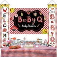 thumbnail image 1 of JOYMEMO BBQ Baby Shower Decorations for Boy Girl - Babyq Baby Shower Backdrop with Its A Baby Q Porch Banner, Welcome BBQ Door Banner, Barbecue Picnic Gender Reveal Party Supplies Indoor Outdoor, 1 of 7