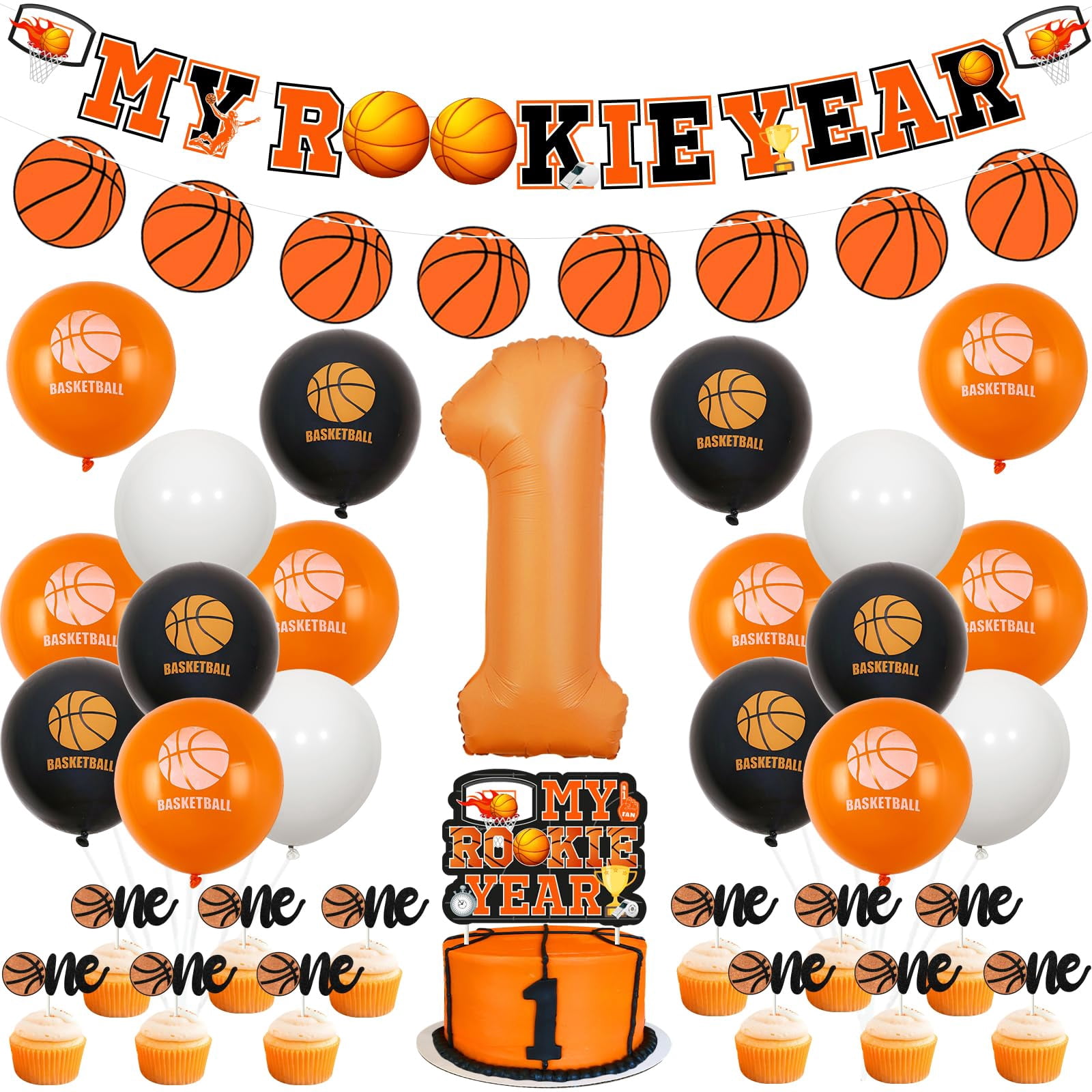JOYMEMO Basketball 2nd Birthday YPF5 Party Decorations For Boys, Born 2 Ball Balloons Years Old It S Game Time Decor Sport Theme Party Supplies