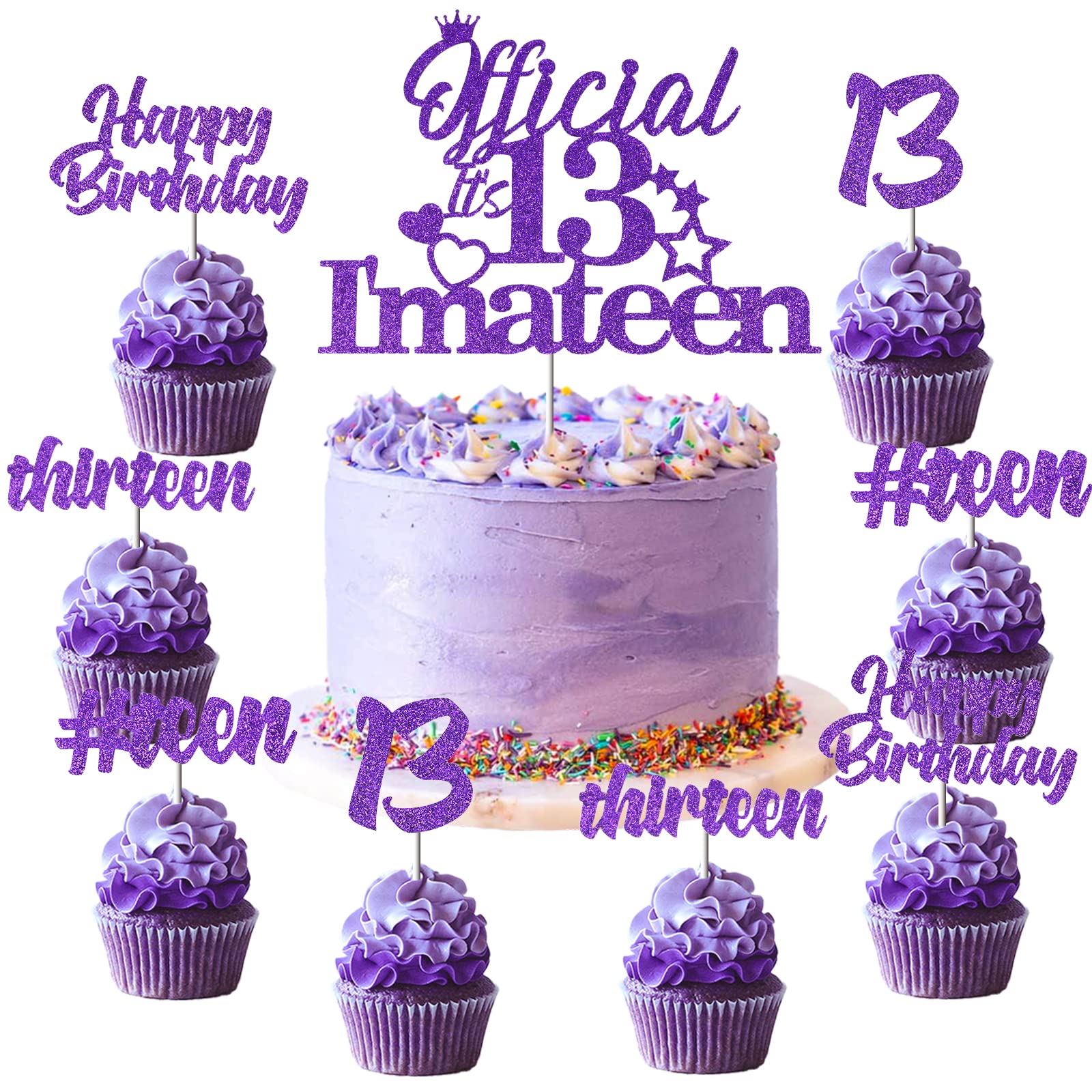 JOYMEMO Glitter Purple FEV6 13th Cake Decorations - Official 13 I'm a ...
