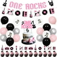 thumbnail image 1 of JOYMEMO One Rocks 1st Birthday Decorations for Girls, Rock and Roll 1st Birthday Party Decor, One Rock Banner, Balloons and Cake Toppers, Black Pink 1 Year Old Birthday Supplies, 1 of 6