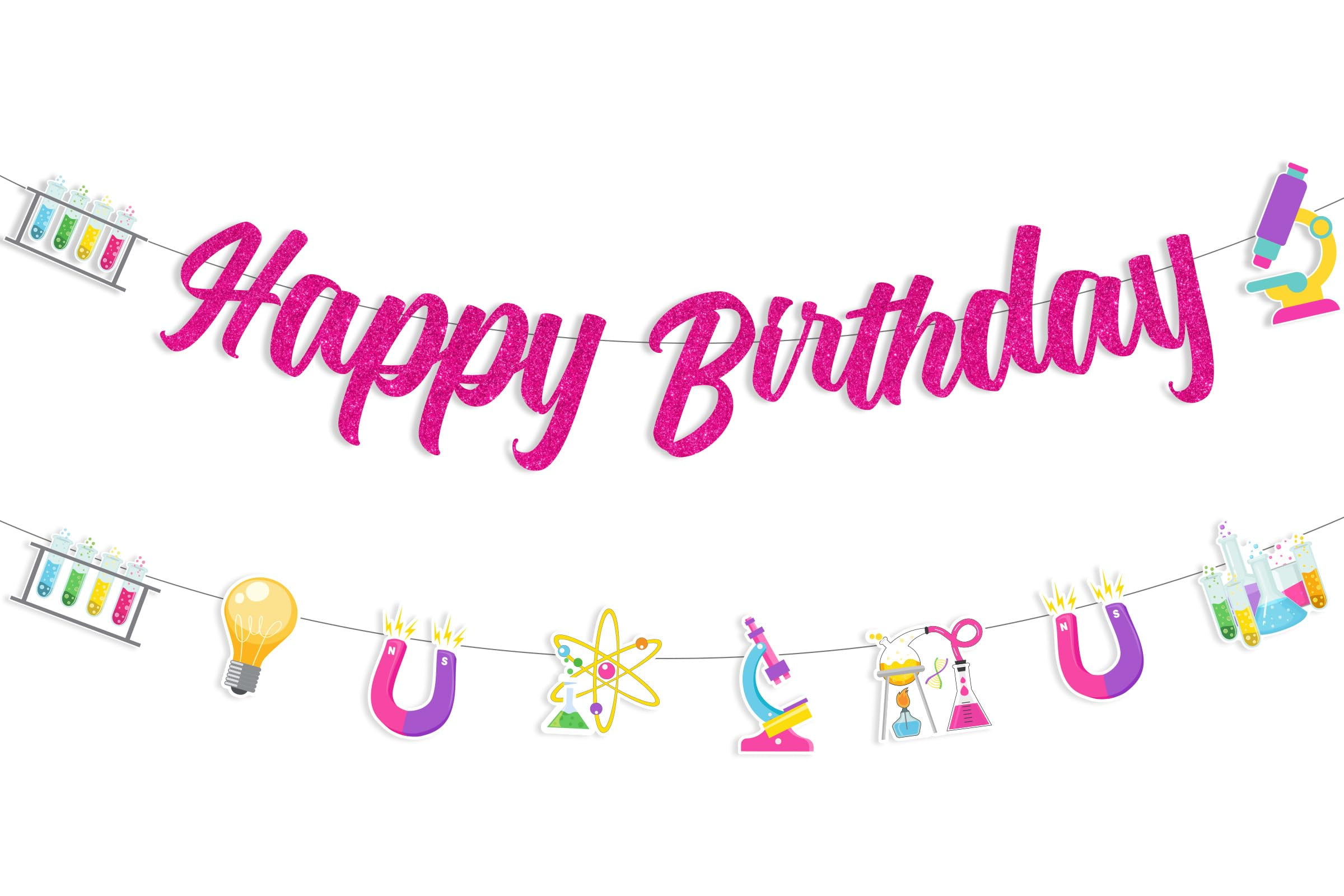 JOYMEMO Science Happy Birthday Banner with Garland - Girls Science ...